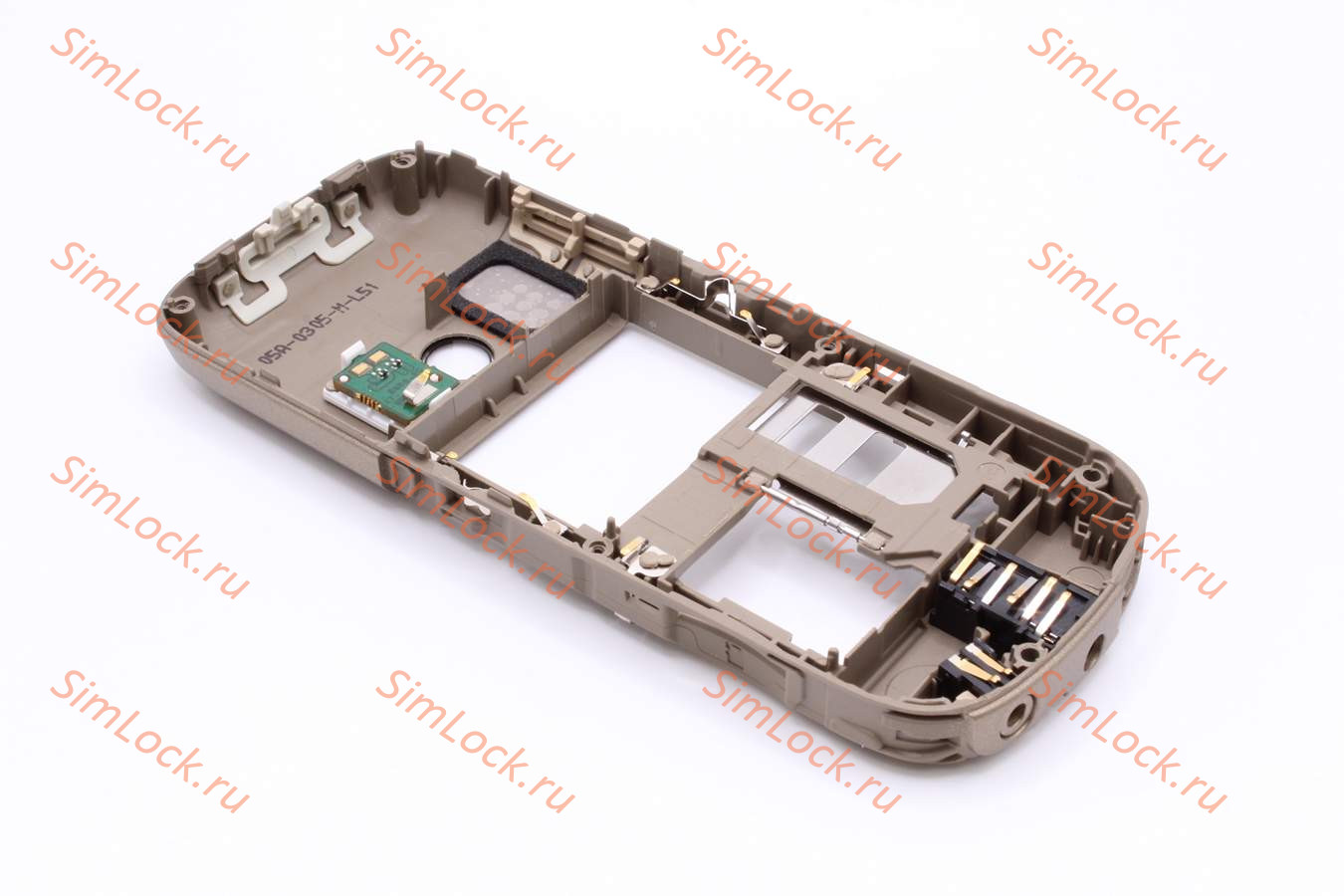 Nokia 6303i - средняя часть в сборе с разъемами зарядки и гарнитуры и модулем вспышки, оригинал, KHAKI GOLD