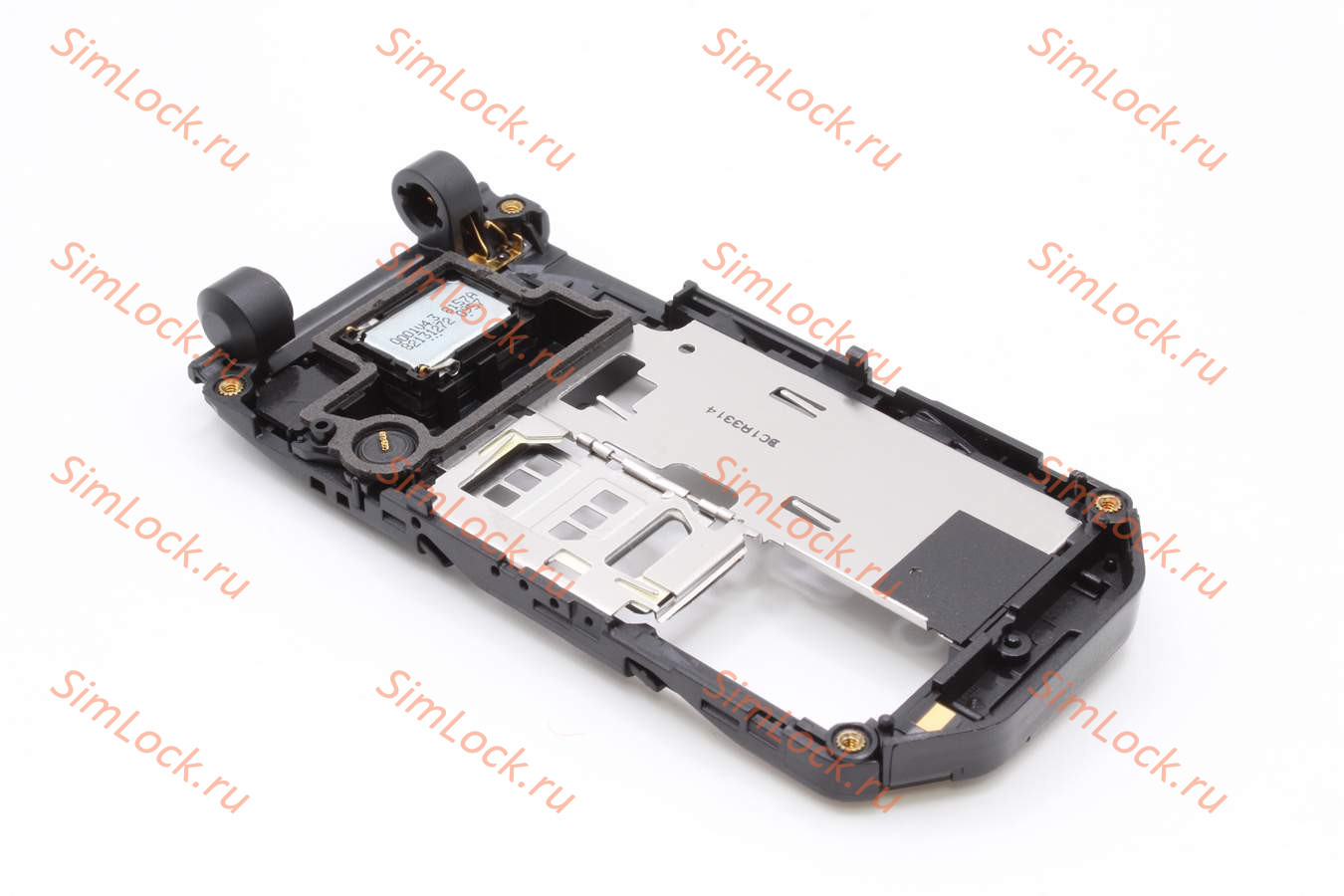 Nokia 7070 - средняя частиь в сборе со звонком, антенной, микрофоном,металлической пластиной, BLACK, оригинал