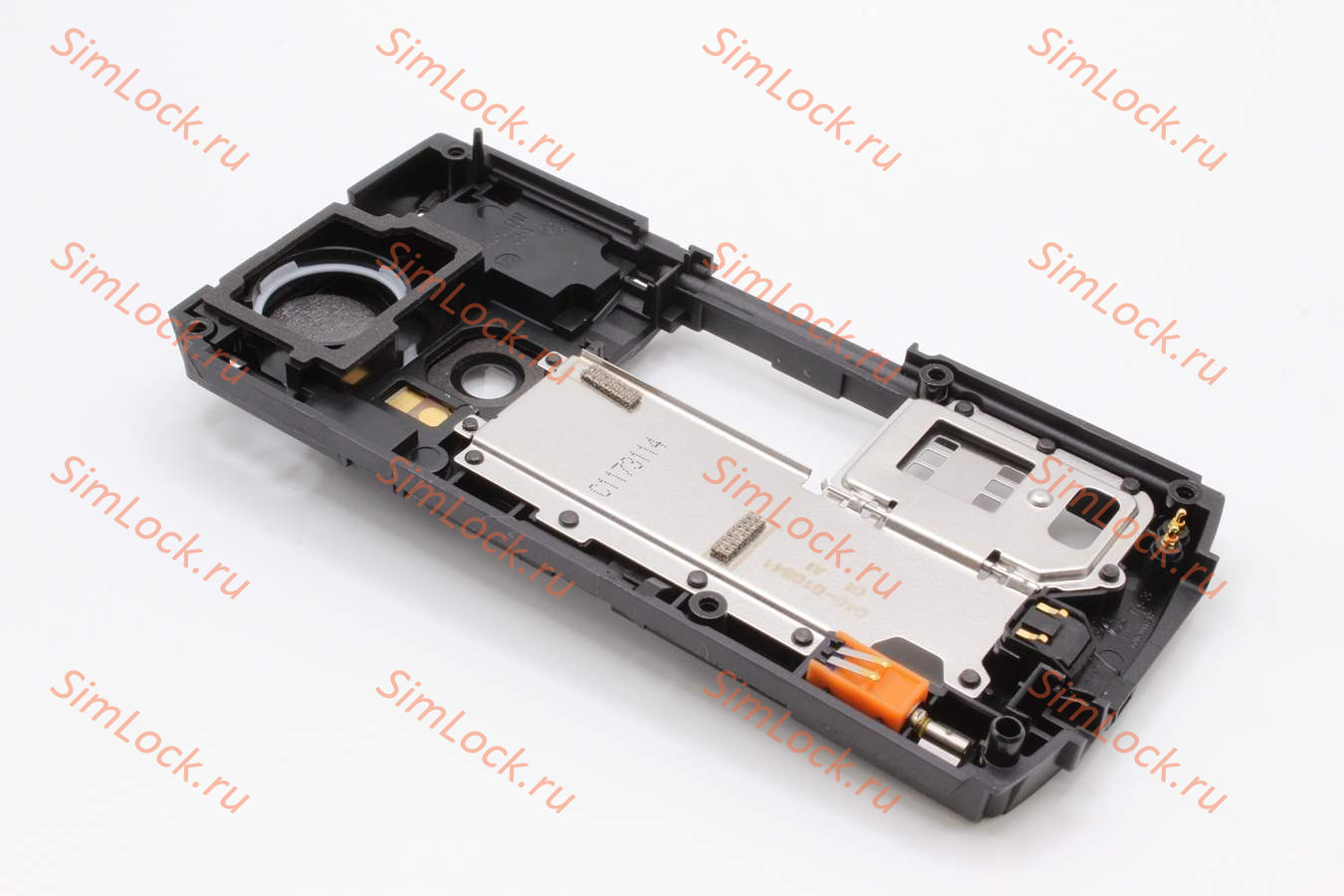 Nokia N70 - средняя часть в сборе с микрофоном, разъемом, вибро, держателем SIM, звонком и вспышкой, оригинал