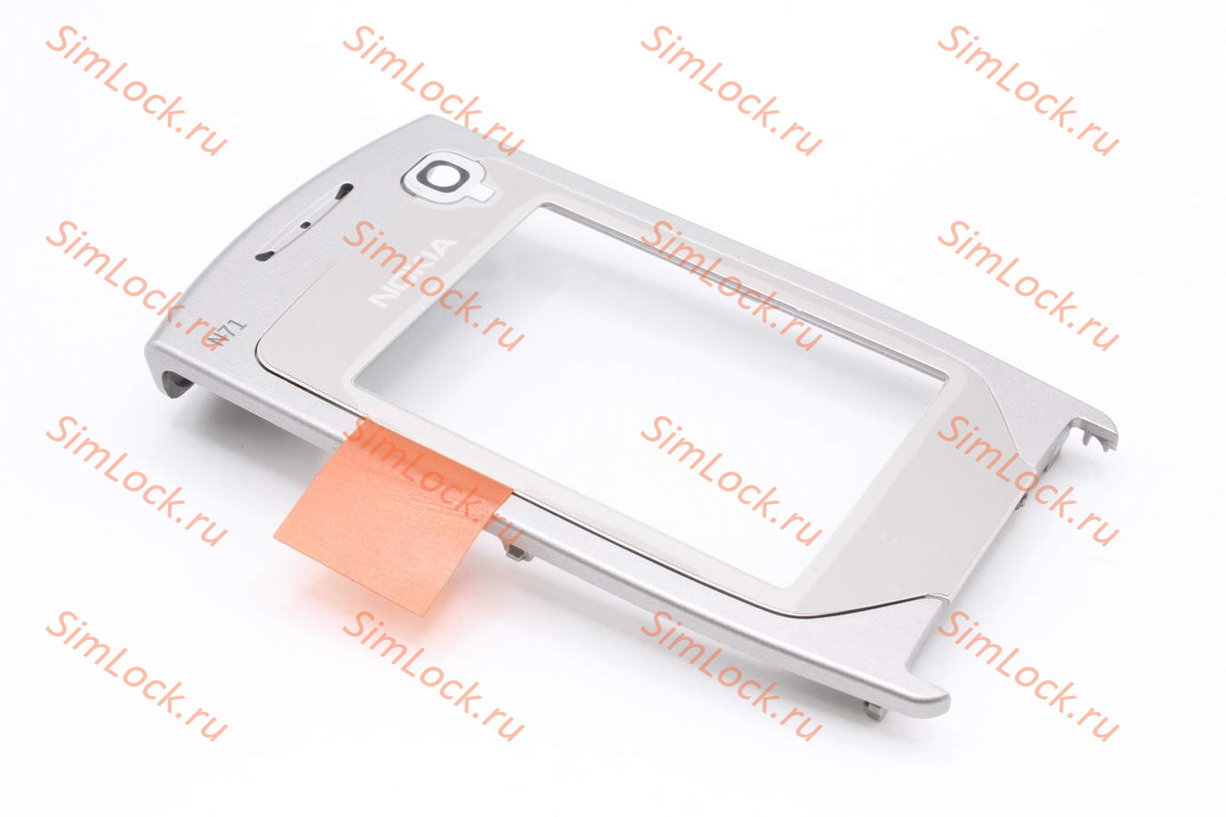 Nokia N71 - внутренняя верхняя панель с защитным стеклом дисплея, SILVER, оригинал