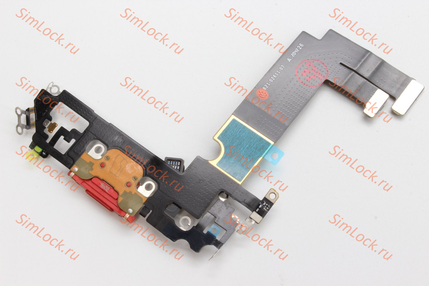 Шлейф iPhone 12 mini с разъемом зарядки, 100% IC, красный, К-1