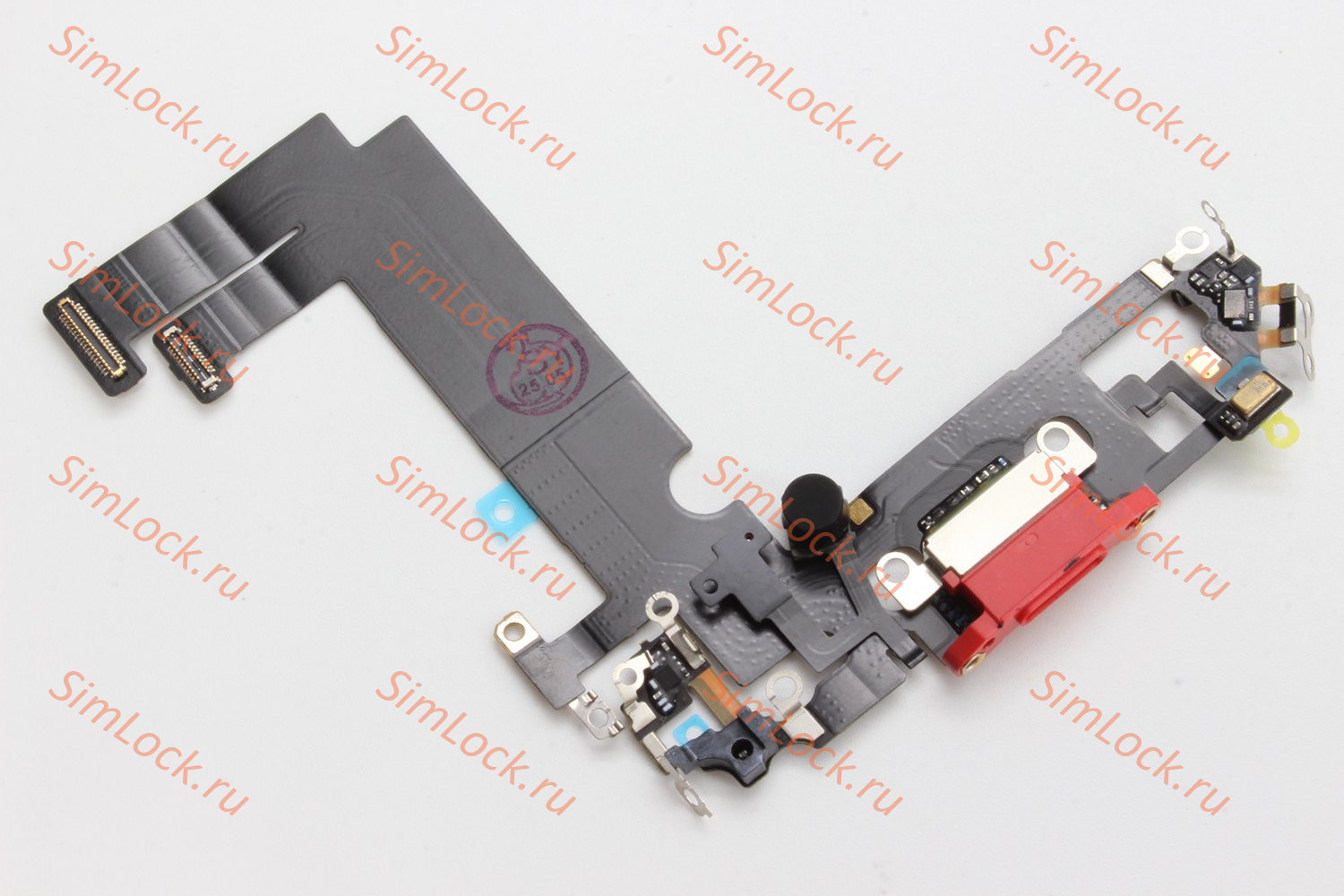 Шлейф iPhone 12 mini с разъемом зарядки, 100% IC, красный, К-1