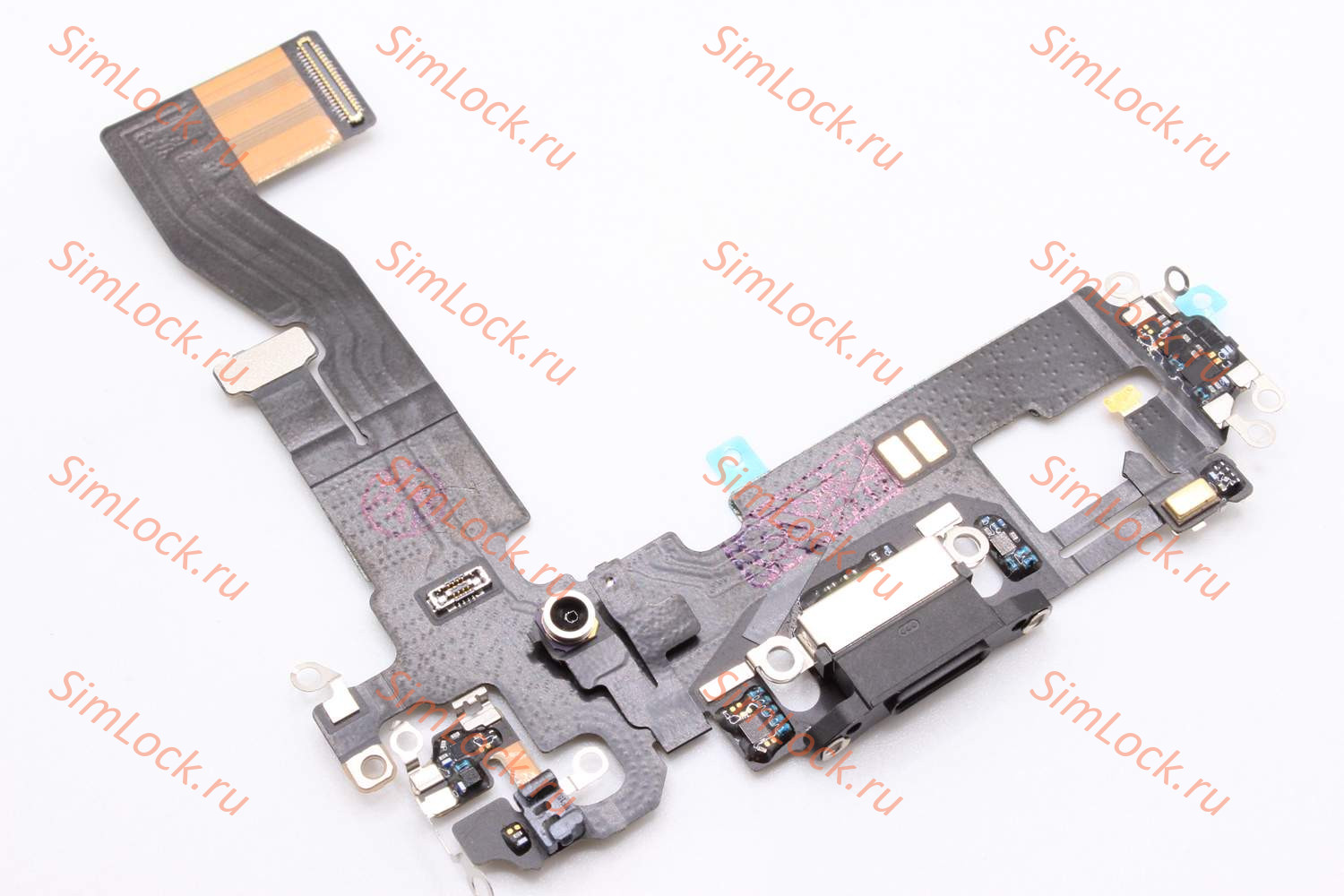 Шлейф iPhone 12, 12 Pro с разъемом зарядки, 100% IC, черный, К-1