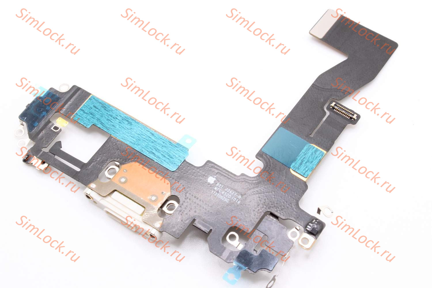 Шлейф iPhone 12, 12 Pro с разъемом зарядки, 100% IC, белый, К-1