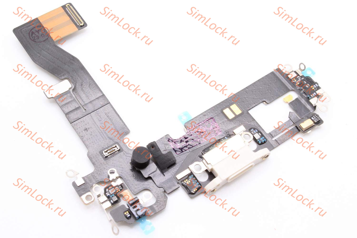 Шлейф iPhone 12, 12 Pro с разъемом зарядки, 100% IC, белый, К-1