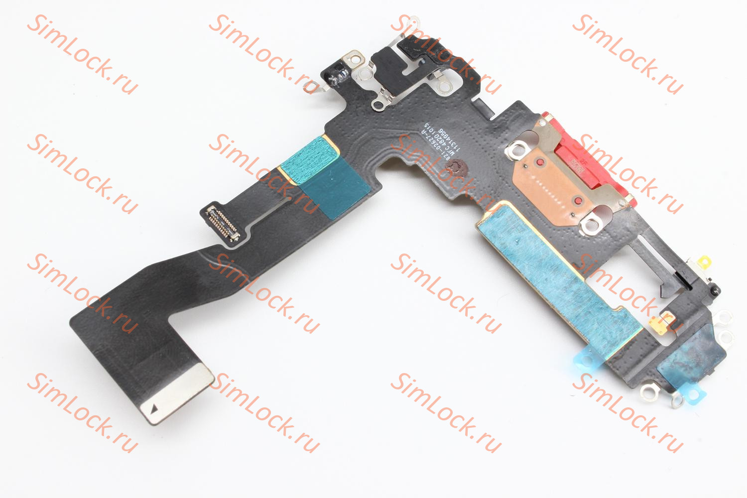 Шлейф iPhone 12, 12 Pro с разъемом зарядки, 100% IC, красный, К-1