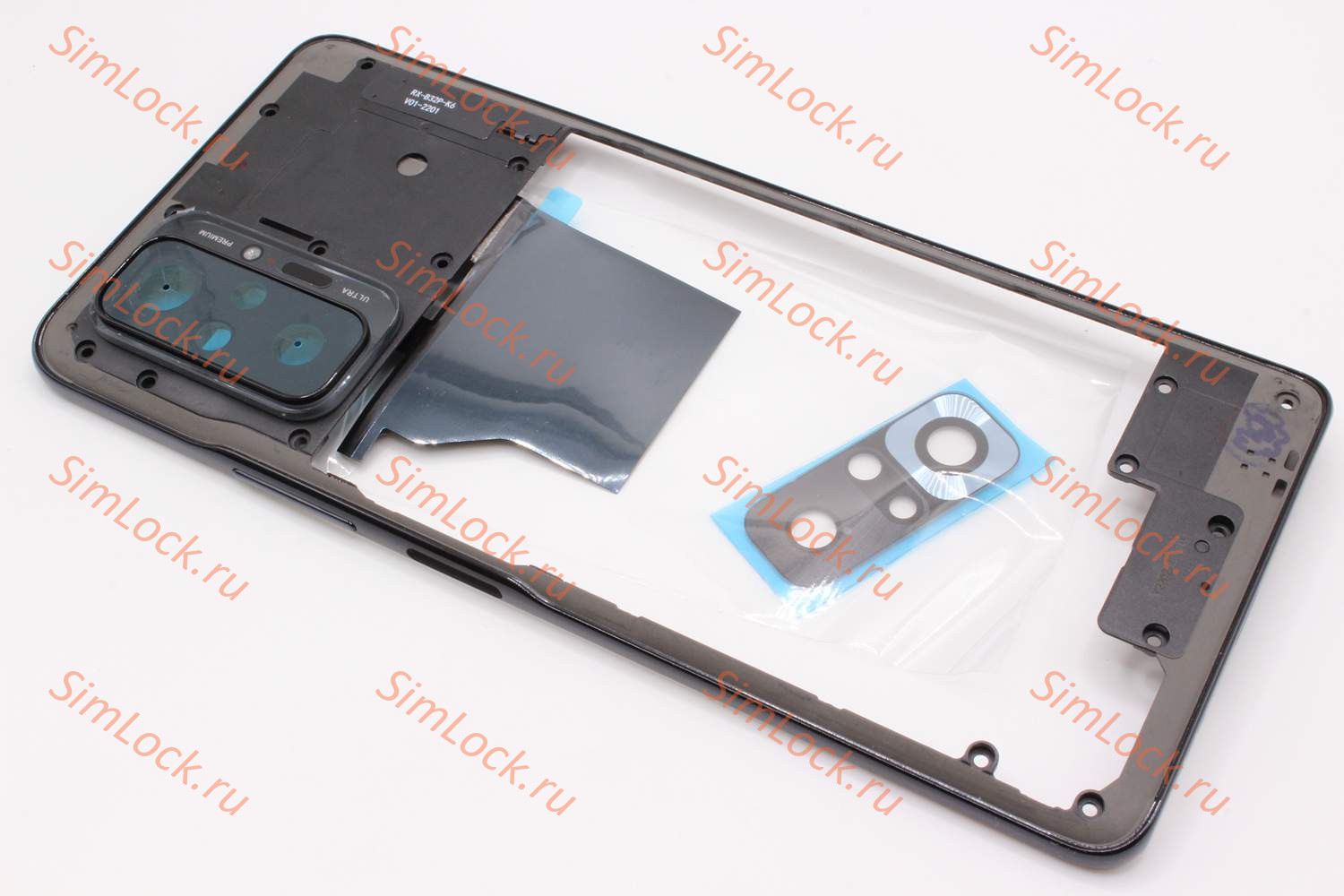 Средняя часть корпуса Xiaomi Redmi Note 10 Pro, со стеклом камеры, черный, К-1