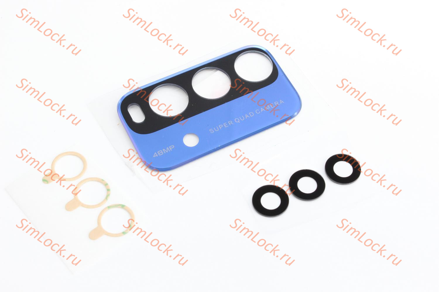 Стекло камеры Xiaomi Redmi 9T, 3 шт с синей панелью (M2010J19SG)