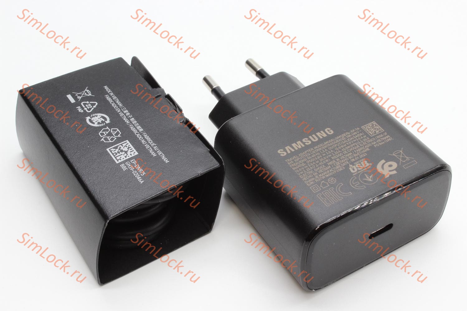 СЗУ Samsung EP-TA845 45W + кабель EP-DN975 Type-C - Type-C, черное, оригинал