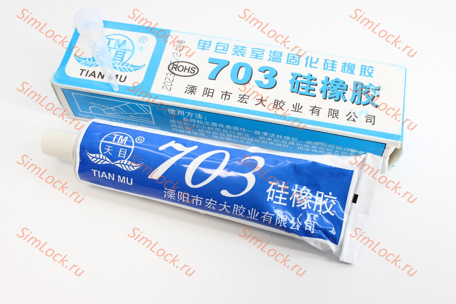 Клей герметик Tian Mu 703 силиконовый с дозатором, -60 +150 С, водостойкий, 45г, белый