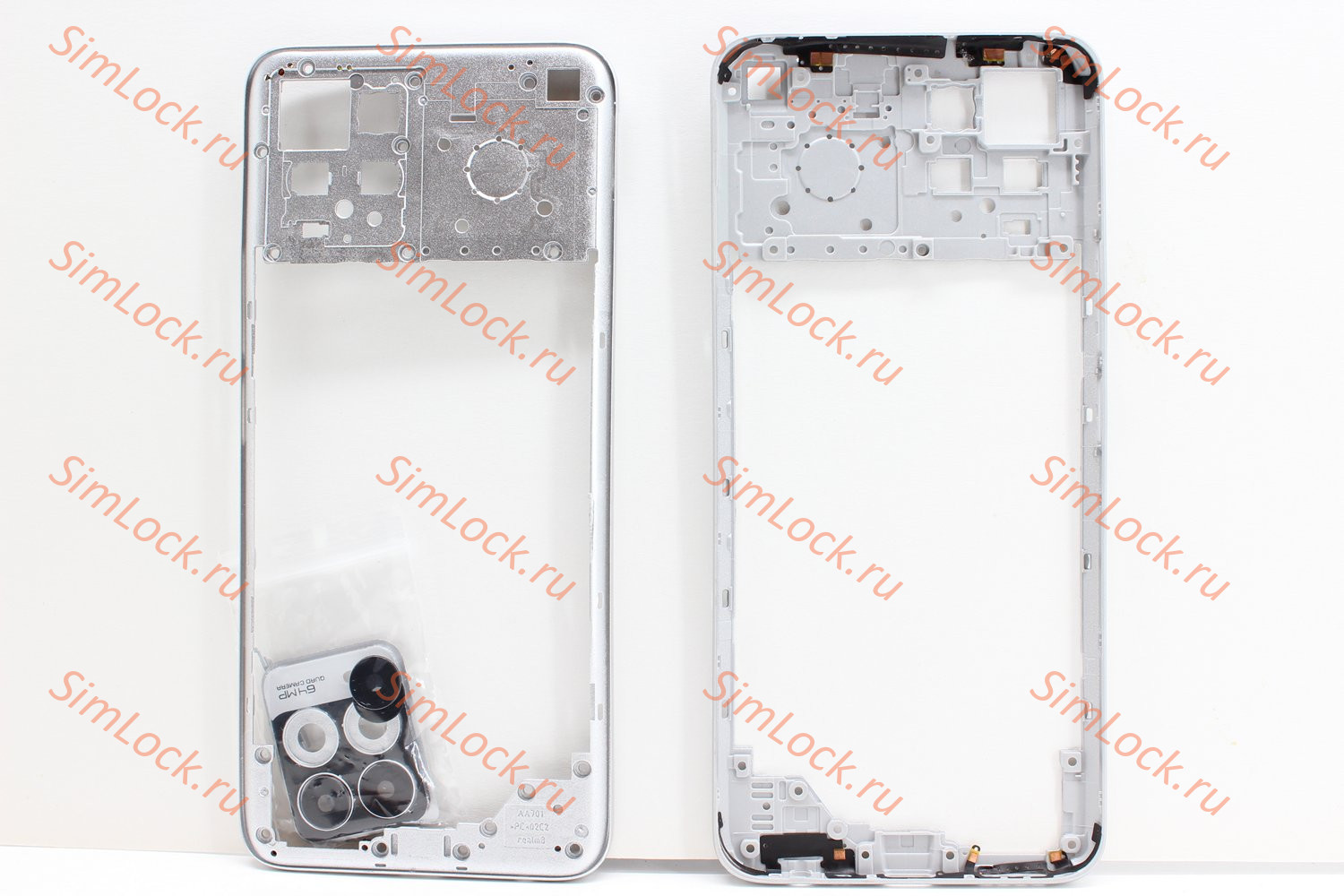 Средняя часть корпуса Realme 8 4G (RMX3085), подходит к Realme 8 Pro, со стеклом камеры, серебро, К-2