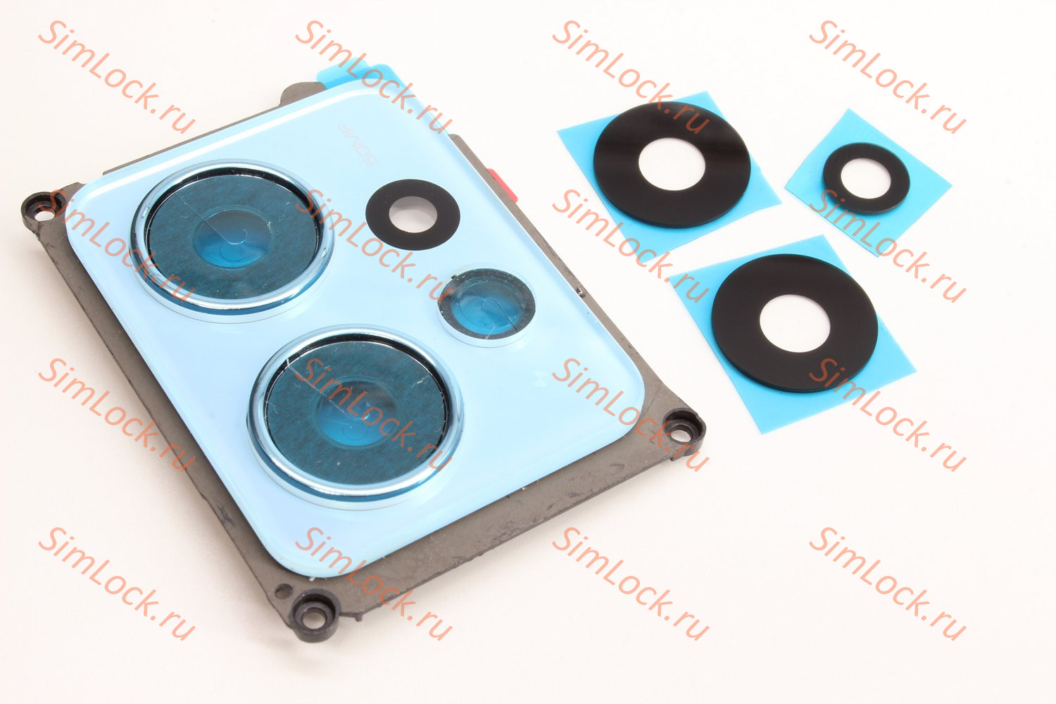 Стекло камеры Xiaomi Redmi Note 12 4G (23021RAA2Y), 3 шт, с голубой рамкой