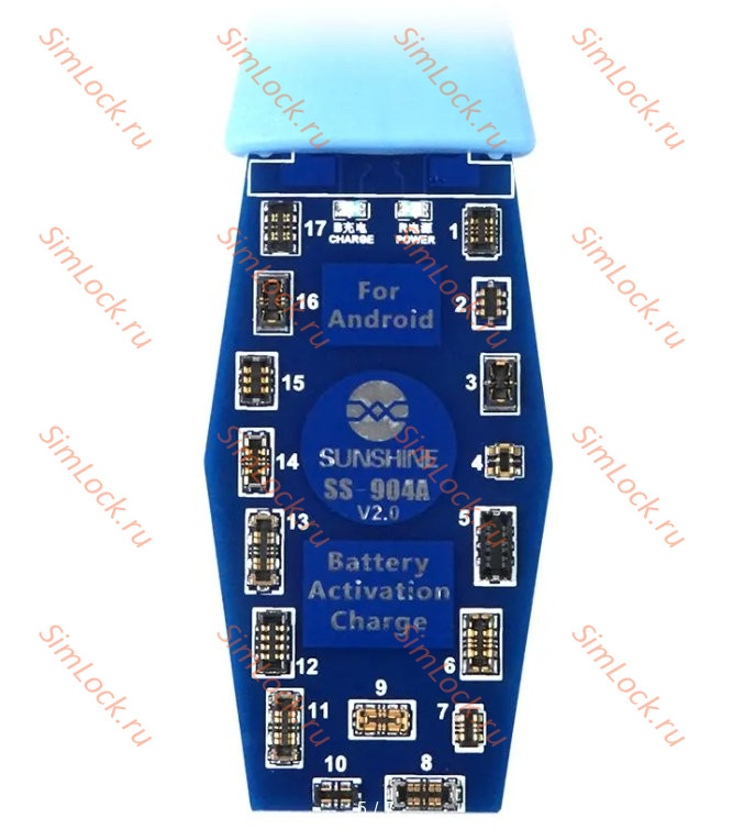 Плата Sunshine SS-904A - V2.0 для активации и зарядки аккумуляторов Android, 17 разъемов