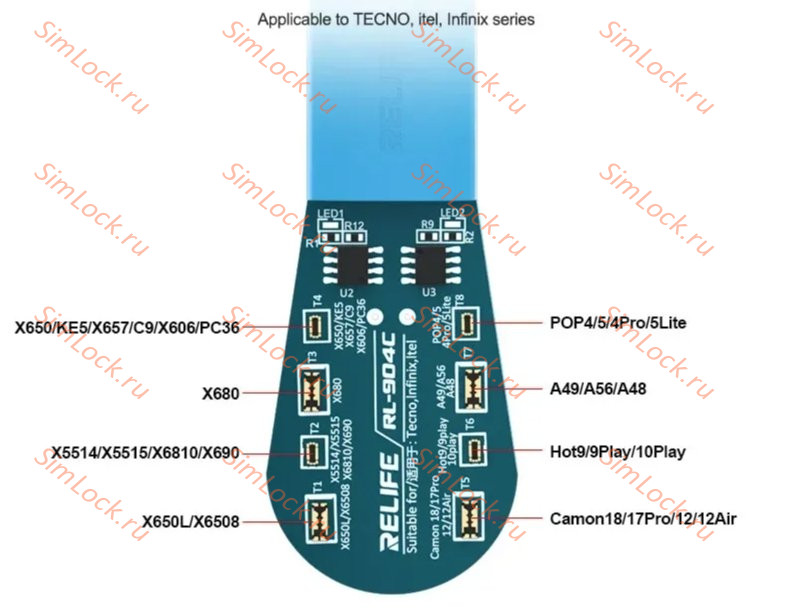 Плата Relife RL-904C для активации и зарядки аккумуляторов Tecno, Infinix, Itel