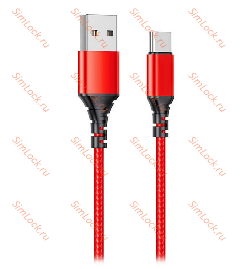 Кабель USB - Type-C Axtel AX54, 2.4A, 200см, красный