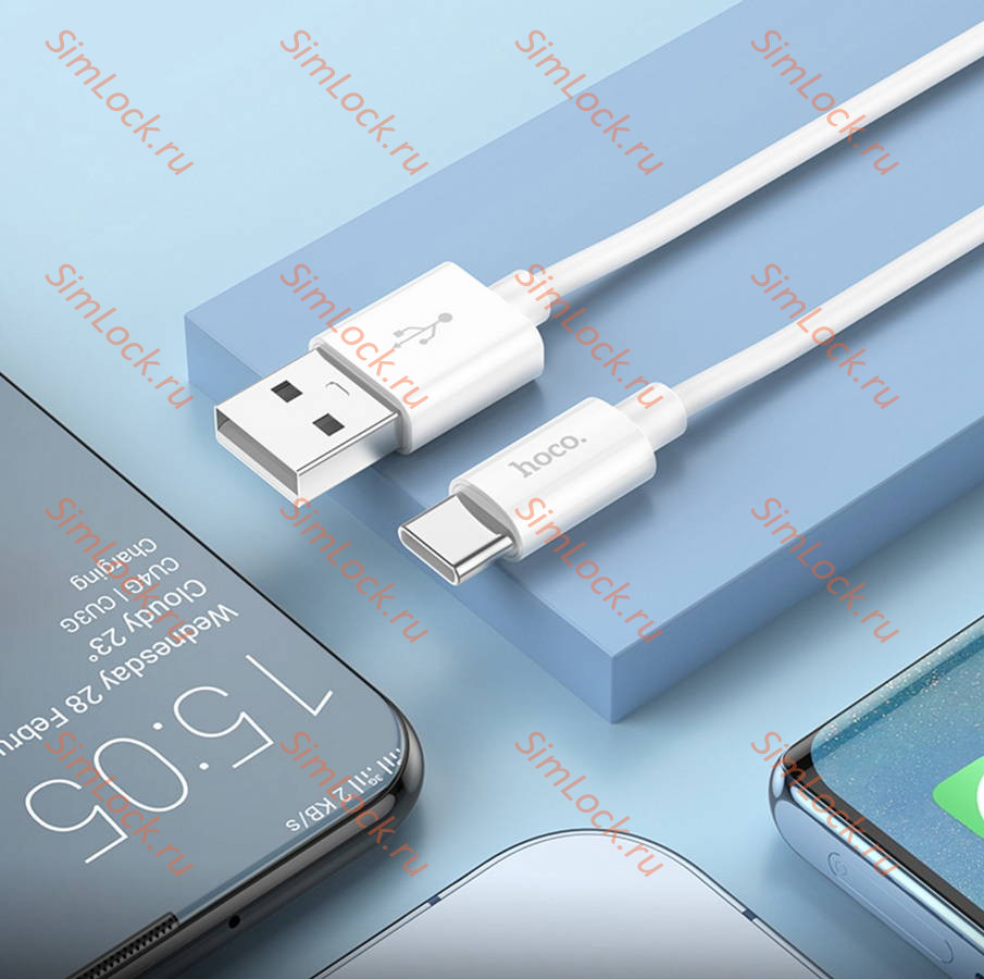 Кабель USB - Type-C HOCO X87, силиконовый, 100см, белый