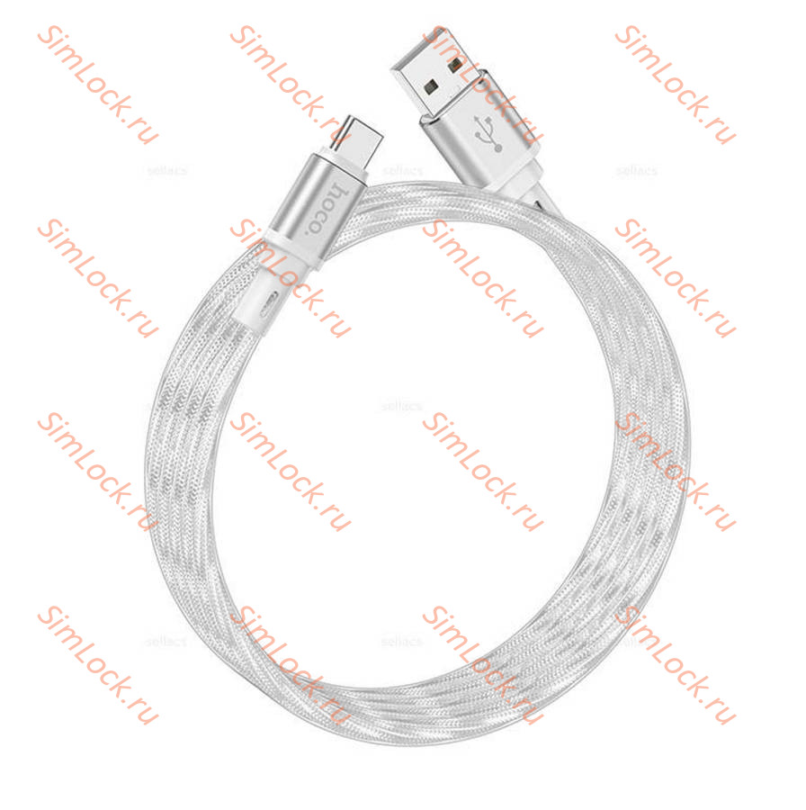 Кабель USB - Type-C HOCO X98, силиконовый, 3A, 100см, серебристый