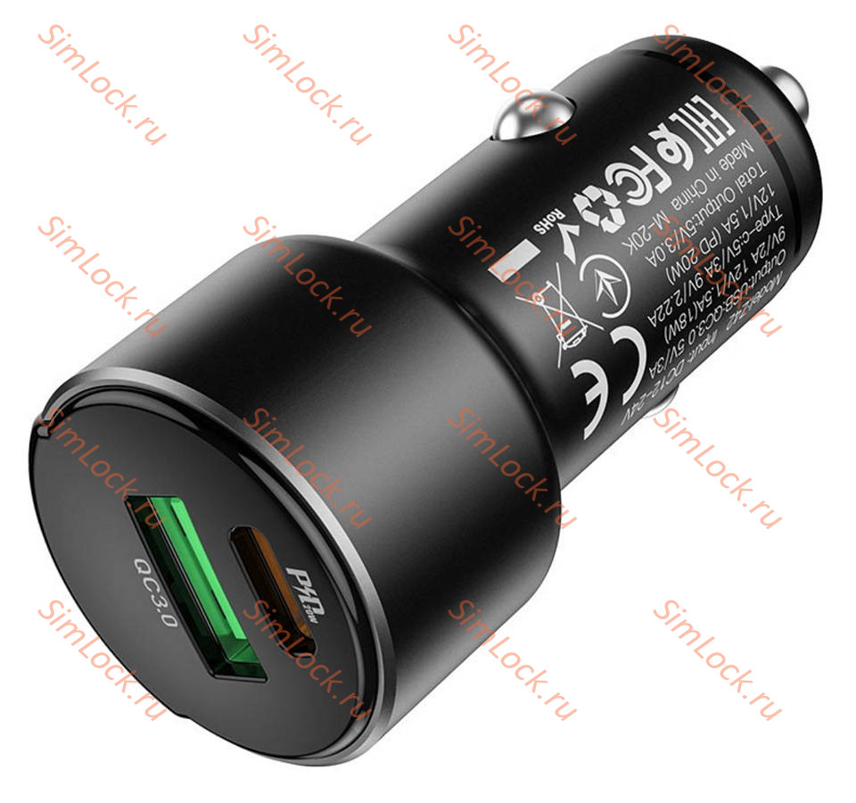 АЗУ Hoco Z42 Light road A+C, PD20W, QC3.0, FCP, AFC, серый