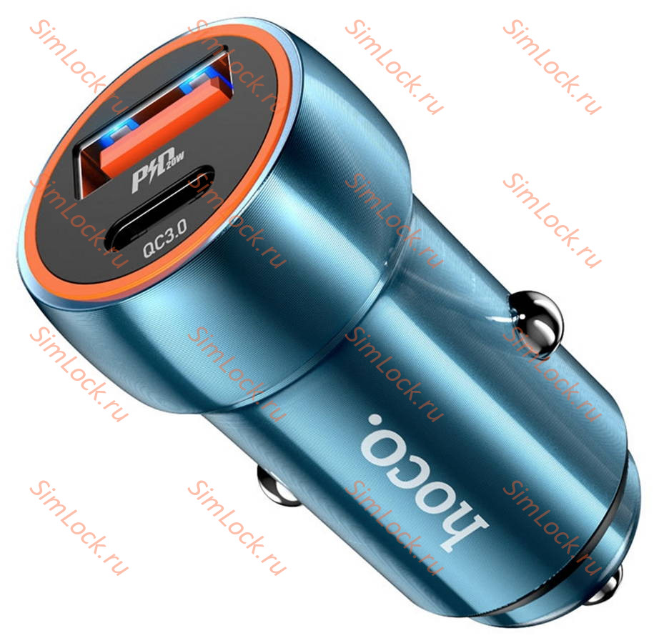 АЗУ Hoco Z46A Blue whale A+C, PD20W, QC3.0, FCP, AFC, синий металлик