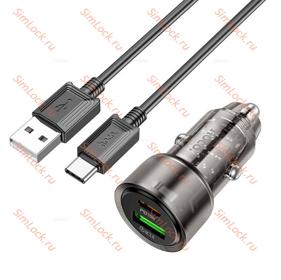 АЗУ Hoco Z52 Spacious road A+C, 38W, PD20W + 18W USB-A, QC3.0, FCP, AFC + кабель Type-C, черный
