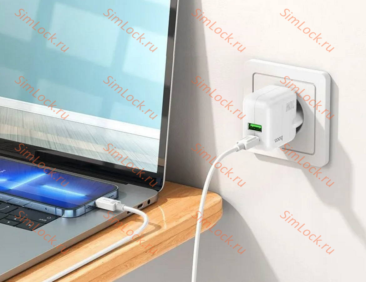 СЗУ HOCO C111A Lucky, белый, USB-A 18W QC3.0 и Type-C PD30W