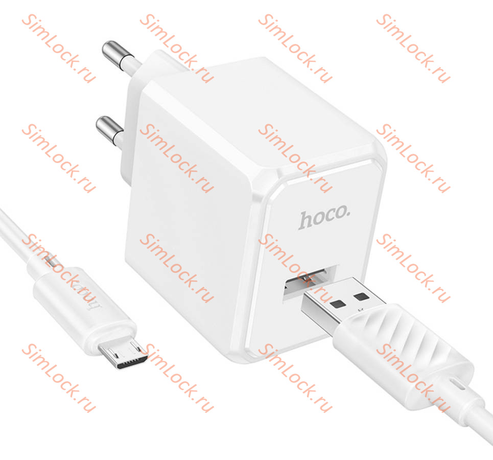 СЗУ HOCO CS11A Ocean, 2.1A, белый + кабель Micro-Usb купить по цене 250 р.  в Челябинске - интернет магазин SimLock.ru