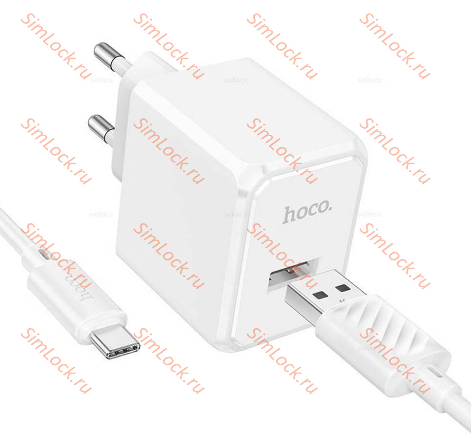 СЗУ HOCO CS11A Ocean, 2.1A, белый + кабель Type-C
