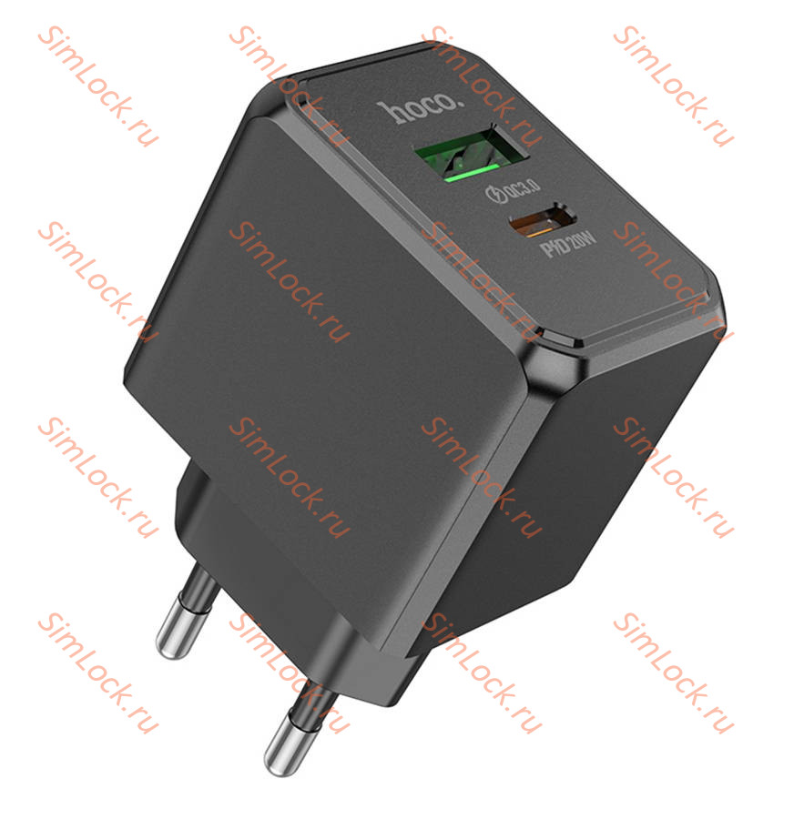 СЗУ HOCO CS14A Ocean, черный, USB-A 18W QC3.0 и Type-C PD20W