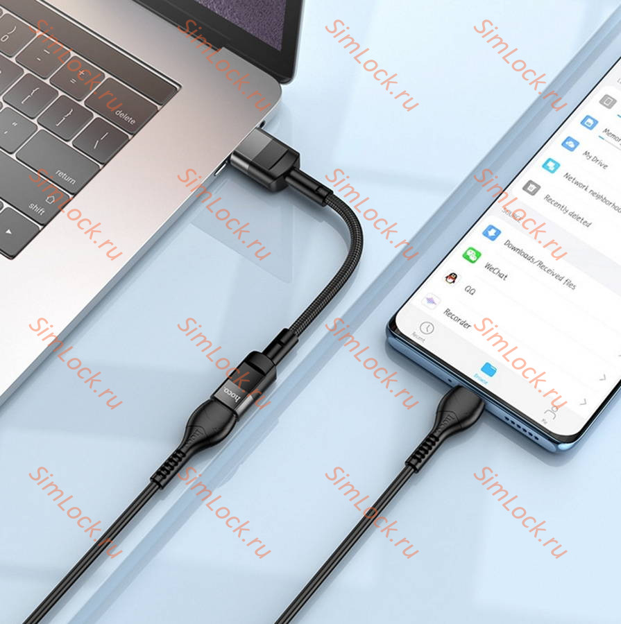 Кабель Type-С female - USB male, USB3.0, HOCO U107, зарядка и передача данных, 10 cм