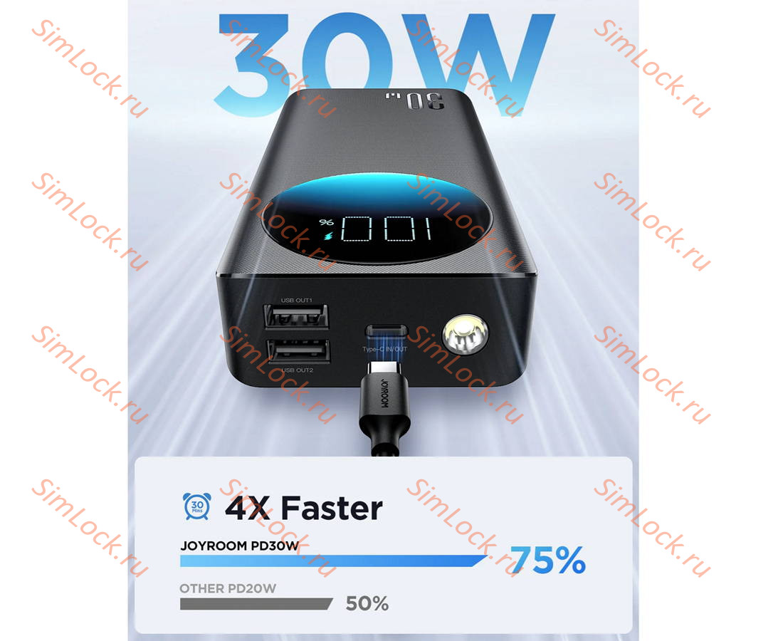 Внешний аккумулятор JoyRoom JR-PBF03, 30W, 30000 мАч, черный