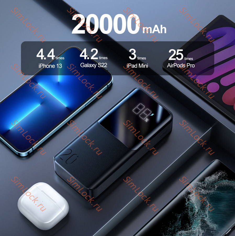 Внешний аккумулятор JoyRoom JR-QP192, 22.5W, 20000 мАч, черный