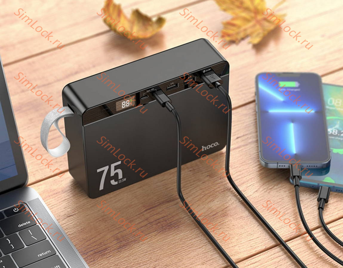 Внешний аккумулятор Hoco J94 Overlord 22.5W, 75000 мАч, черный