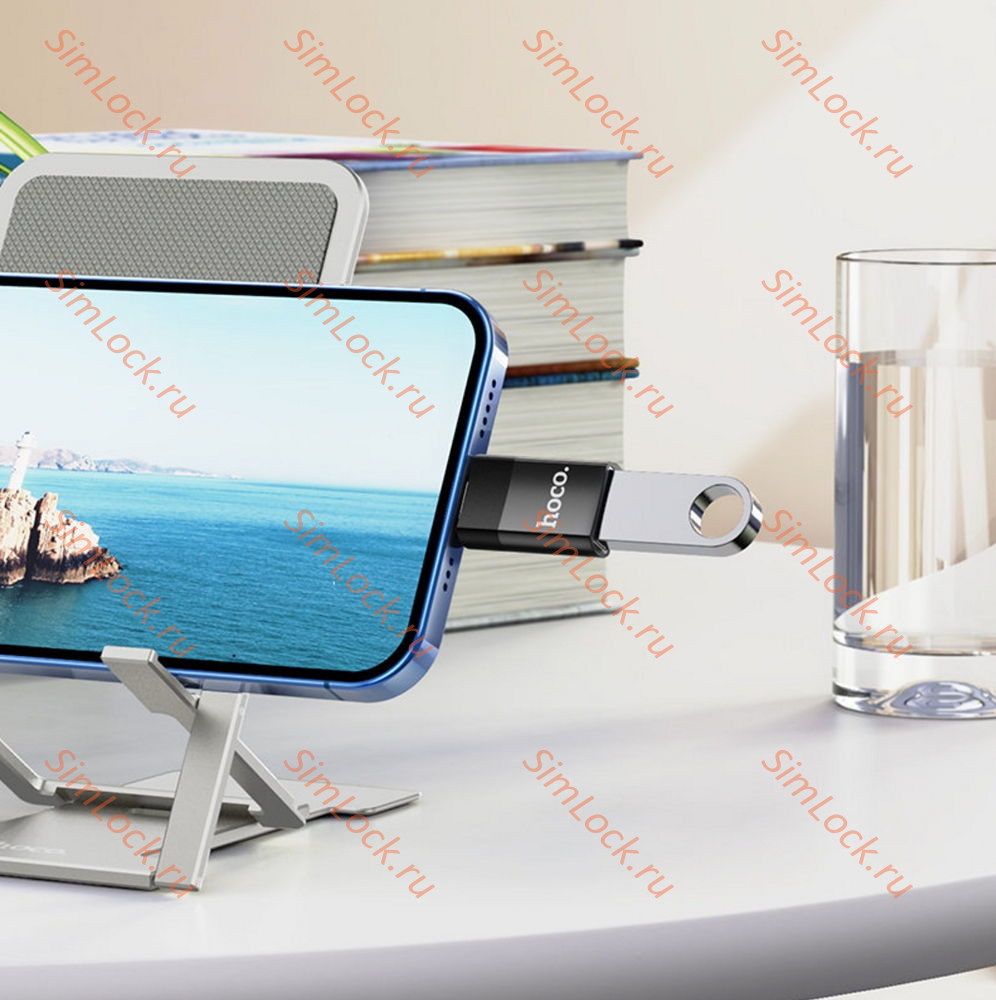 Адаптер HOCO Lightning Male To USB female, UA17, поддержка OTG