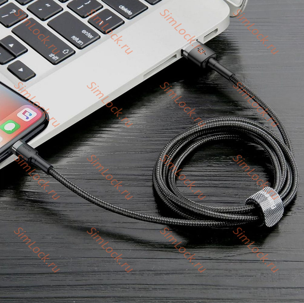 Кабель USB - Lightning Baseus Cafule 1.5A 200см  Gray+Black, CALKLF-CG1