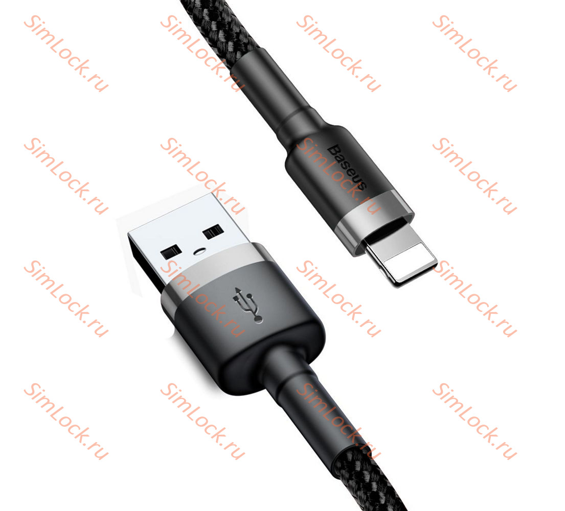 Кабель USB - Lightning Baseus Cafule 1.5A 200см  Gray+Black, CALKLF-CG1