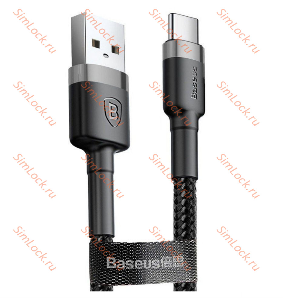 Кабель USB - Type-C Baseus Cafule 3A 50см  Gray+Black, CATKLF-AG1