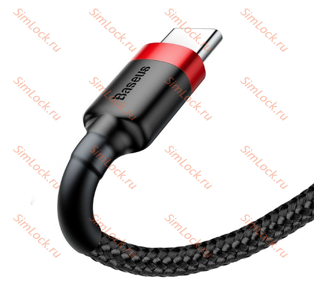 Кабель USB - Type-C Baseus Cafule 3A 100см Black+Red, CATKLF-B91