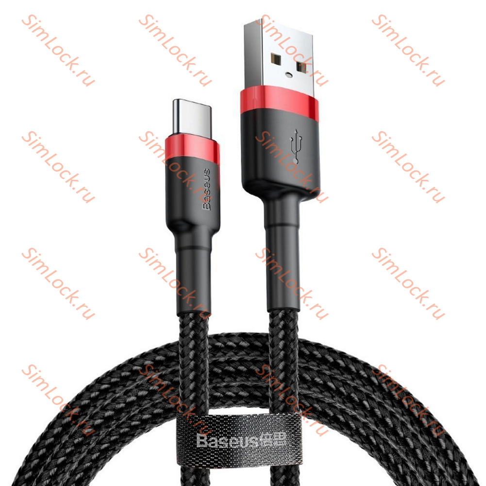 Кабель USB - Type-C Baseus Cafule 3A 100см Black+Red, CATKLF-B91