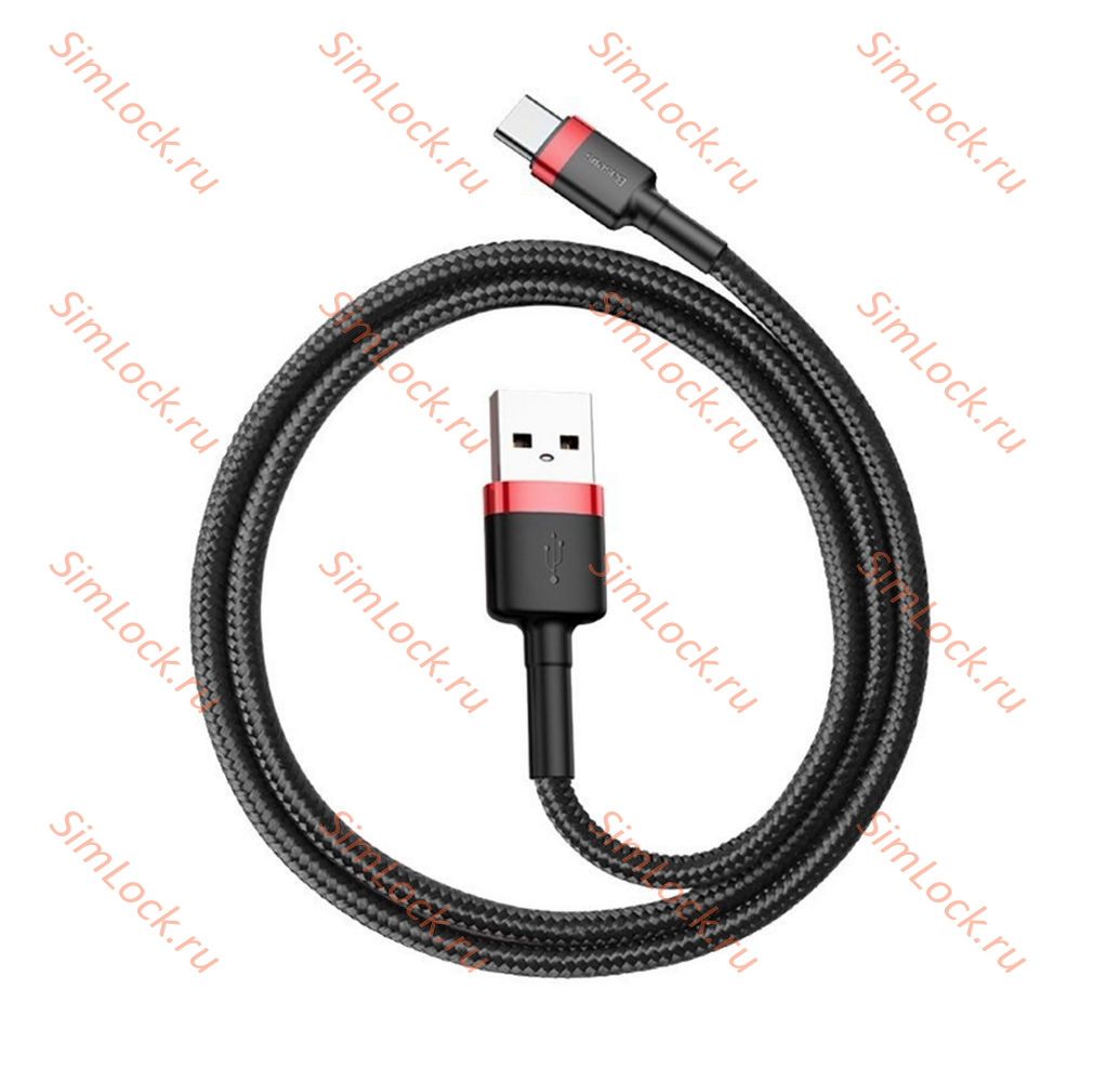 Кабель USB - Type-C Baseus Cafule 3A 100см Black+Red, CATKLF-B91