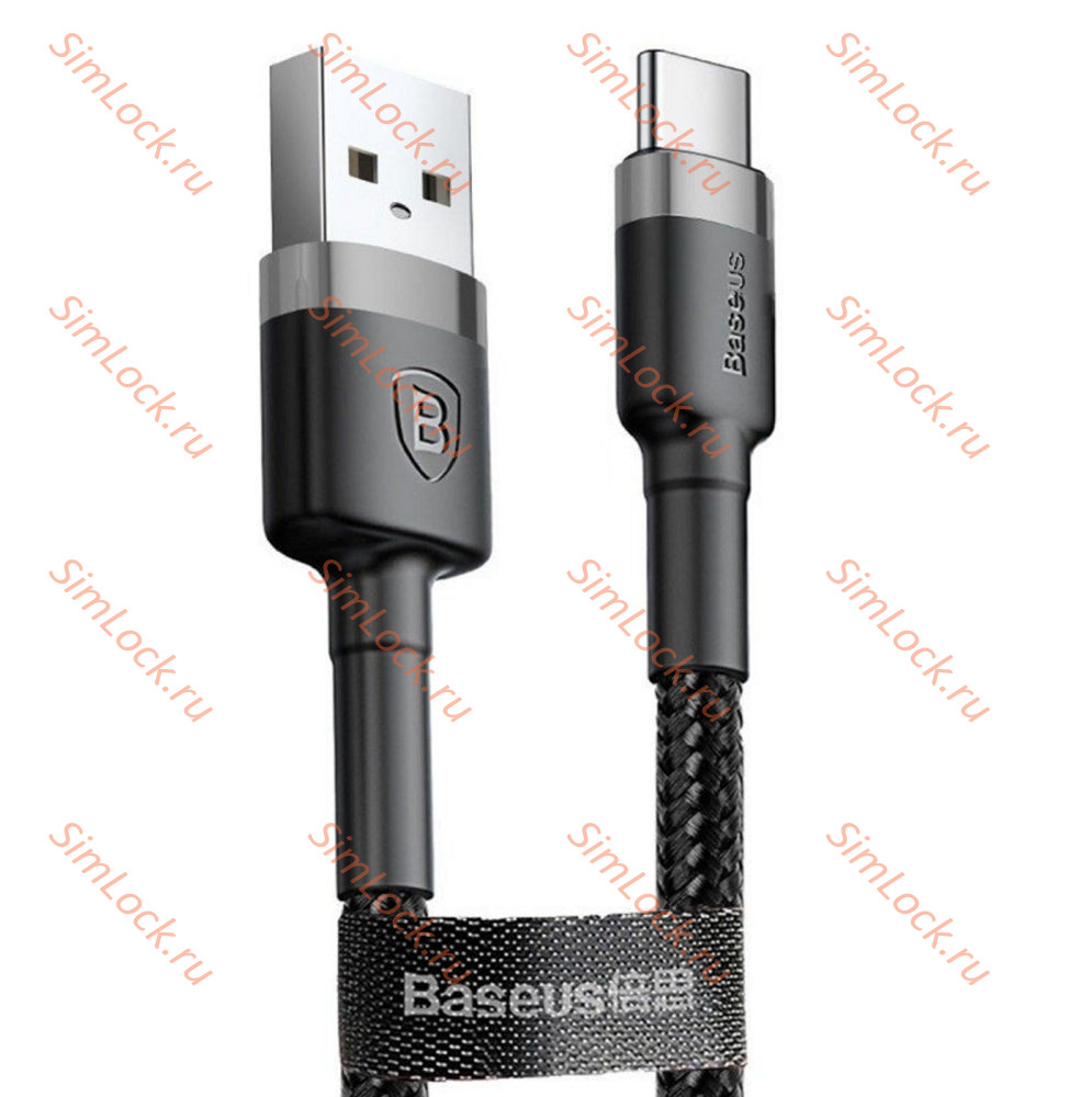 Кабель USB - Type-C Baseus Cafule 3A 100см  Gray+Black, CATKLF-BG1