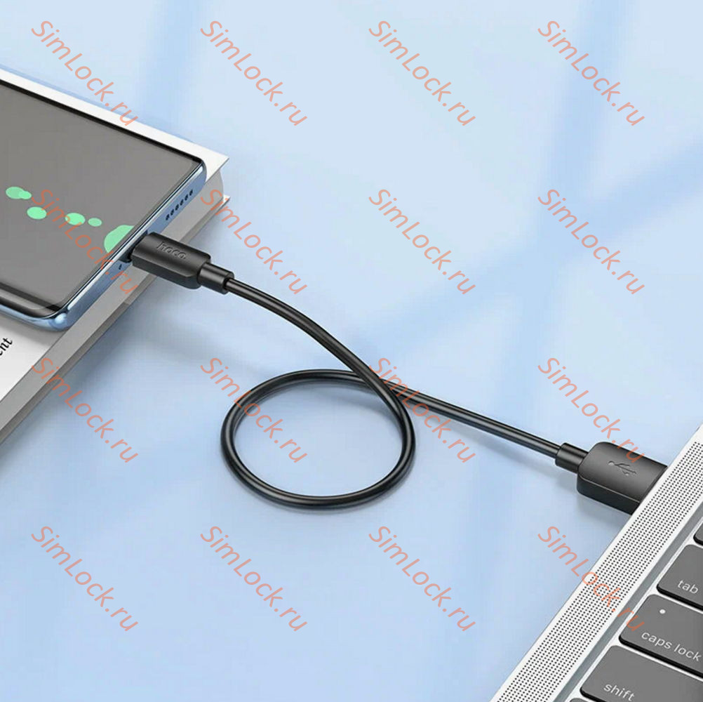 Кабель USB - Type-C HOCO X96, 6A, 100W, 25см, черный