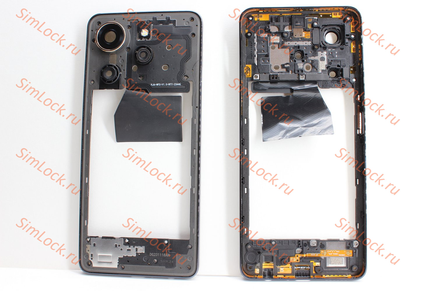 Средняя часть корпуса Tecno Spark 20 Pro (KJ6), черный, оригинал