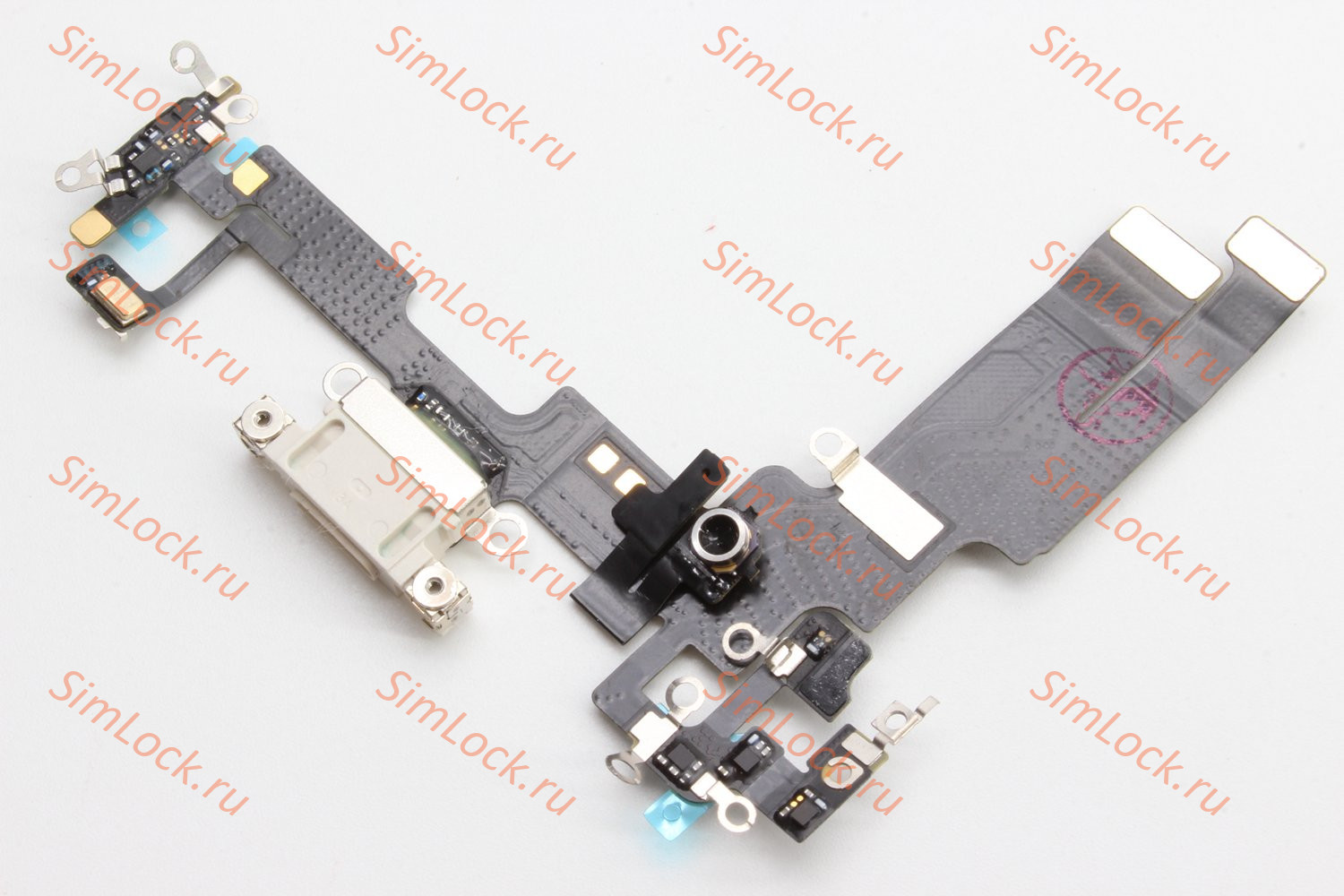 Шлейф iPhone 14 с разъемом зарядки, 100% IC, белый, К-1