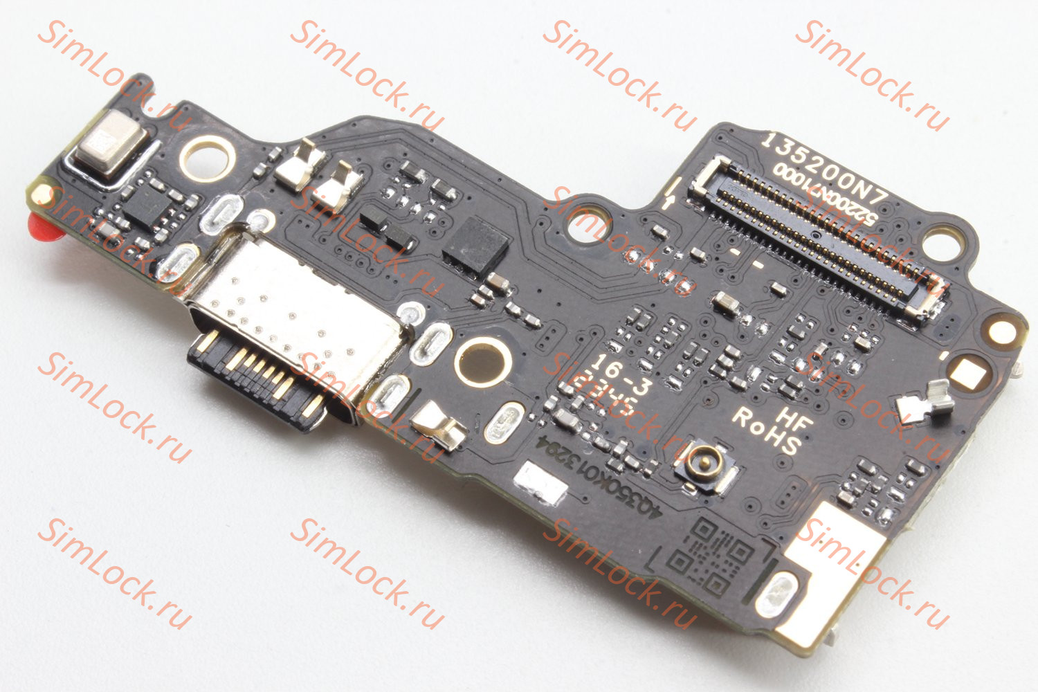 Нижняя плата (шлейф) Xiaomi Redmi Note 13 4G (23124RA7EO) с разъемом зарядки и считывателем SIM, 100% компонентов, К-1