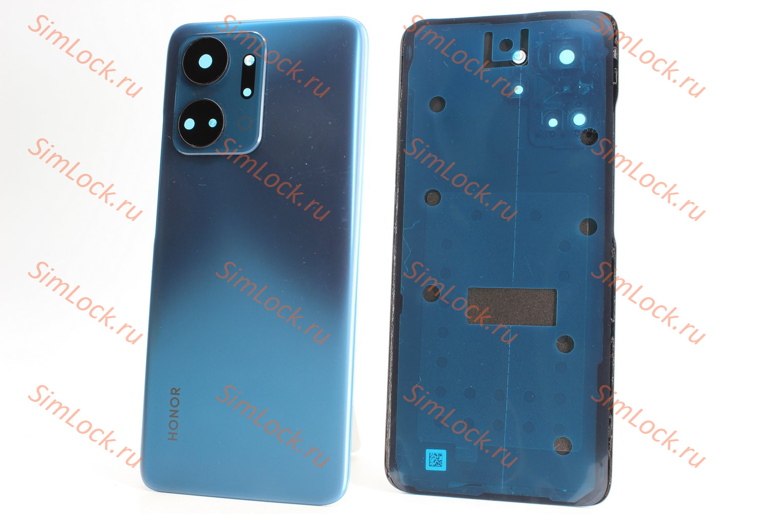 Задняя крышка Honor X7a (RKY-LX1) со стеклом камеры, синий, оригинал с разбора