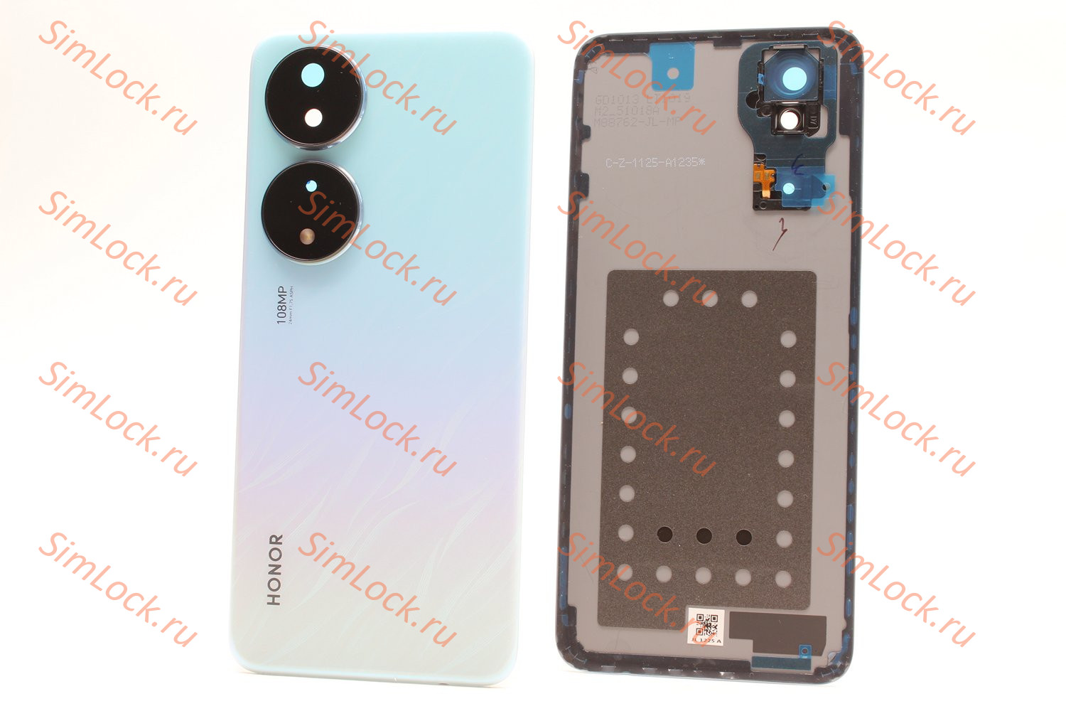 Задняя крышка Honor X7b (CLK-LX1) со стеклом камеры, голубой (мерцающий серебристый), оригинал