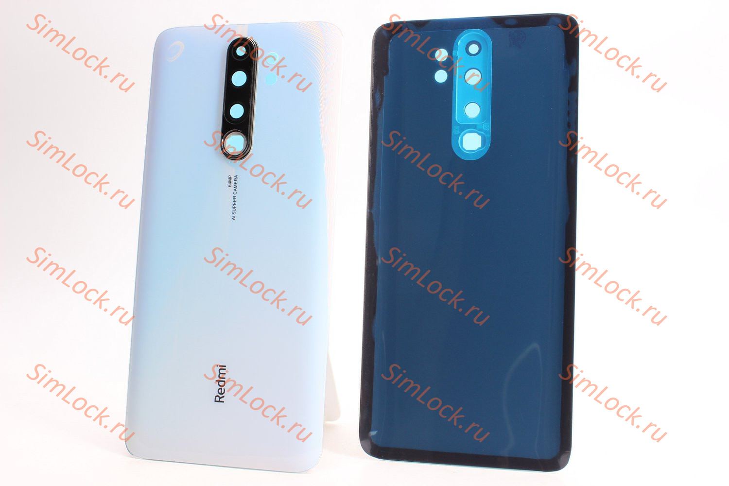 Задняя крышка Xiaomi Redmi Note 8 Pro со стеклом камеры, белый, голубой, К-2