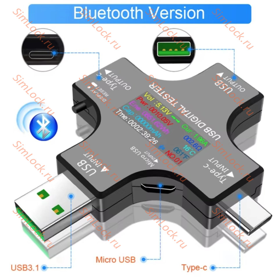 USB тестер Juwei J7-c, черный купить по цене 1900 р. в Челябинске - интернет магазин SimLock.ru