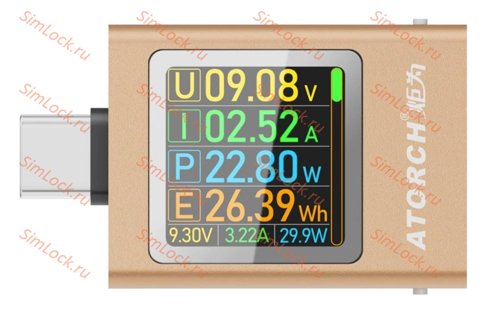 USB тестер Atorch AT085, золотистый