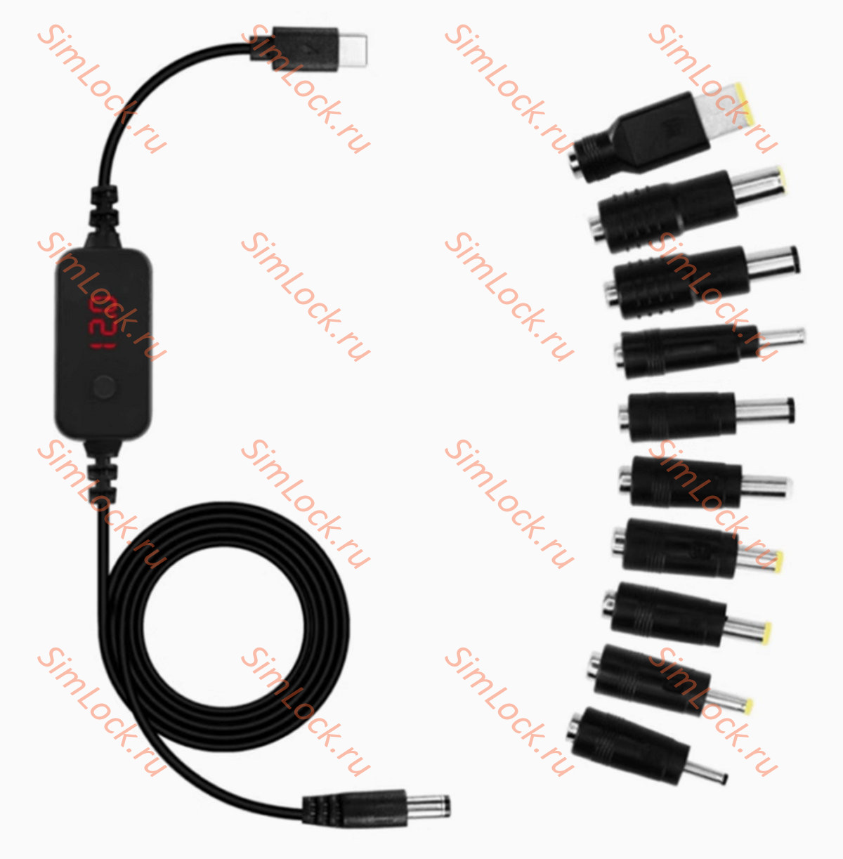 Кабель USB-C - DC5.5x2.5 с PD триггером и комплектом коннекторов